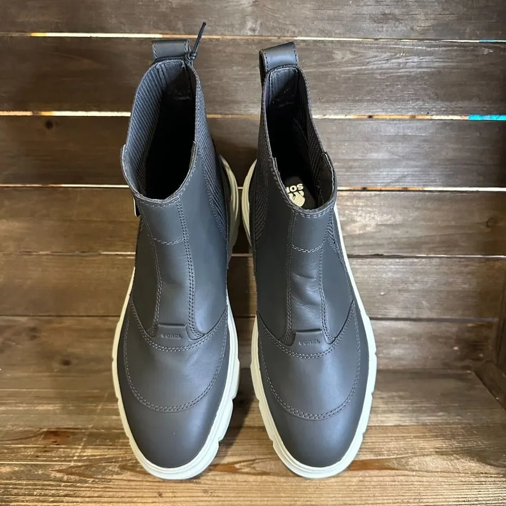 New Women Sorel Caribou X Chelsea Gray Leather‎ Ankle Boots Booties Size 9.5 M